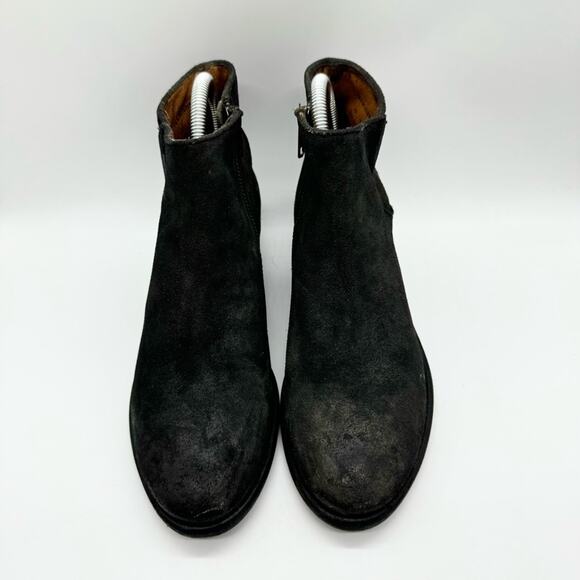 Frye Carson Piping Boho Bootie Distressed Ankle Boot In Black Suede Size 7.5 - Picture 5 of 12